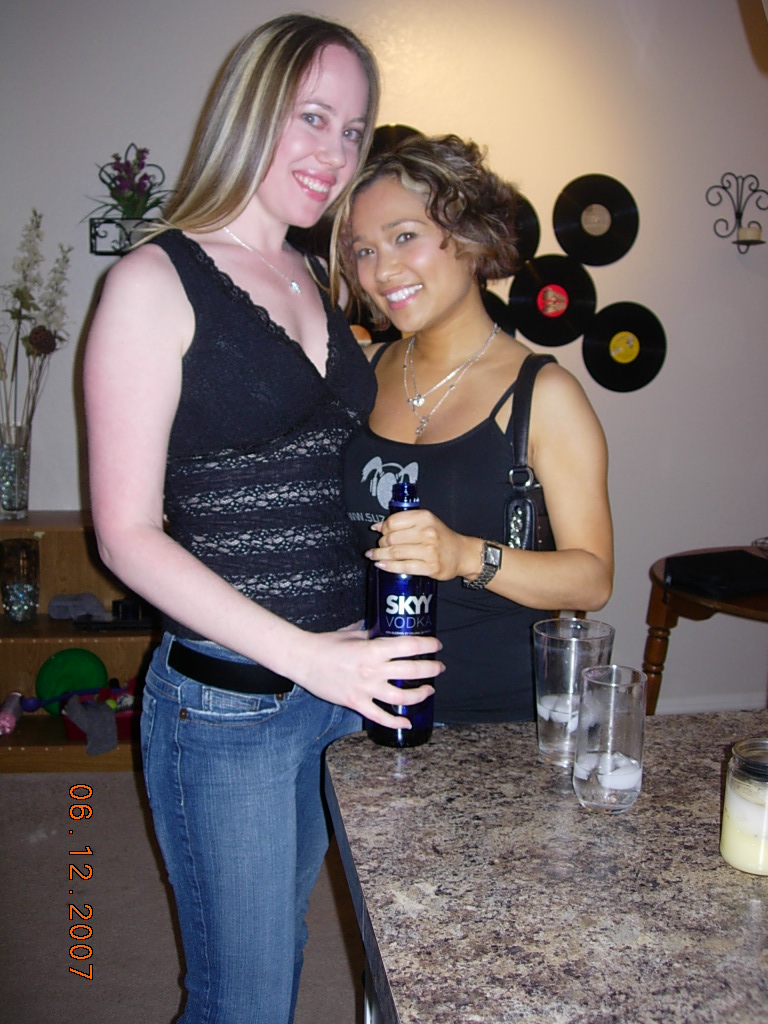 June 12, 07 - Jason's house party - colleen & suzy with vodka