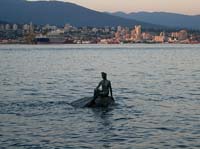 Vancouver George Wainborn Park, woman on rock sculpture